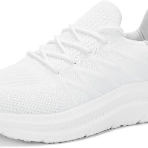 Women's Cushioning Running Shoes - Slip on Memory Foam Comfortable Walking Tennis Sneakers Ladies Athletic Gym Workout Sport Jogging Shoe Lightweight