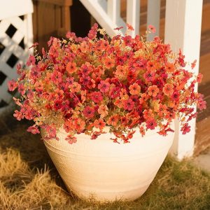 12 Bundles Fake Mums Fall Flowers Artificial for Outdoors Decoration Artificial Mums Faux Plants Daisy for Outdoor