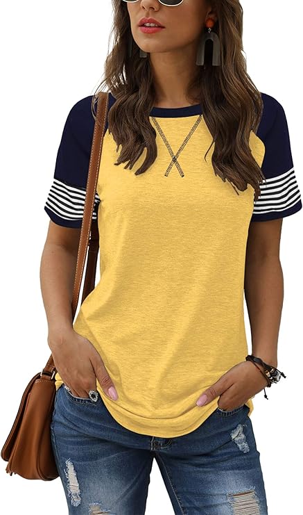 Adibosy Women Summer Casual Shirts Short Sleeve Striped Tunic Tops - Womens Crew Neck Tee Tshirt Blouses Adibosy Women Summer Casual Shirts: Short Sleeve Striped Tunic Tops - Womens Crew Neck Tee Tshirt Blouses