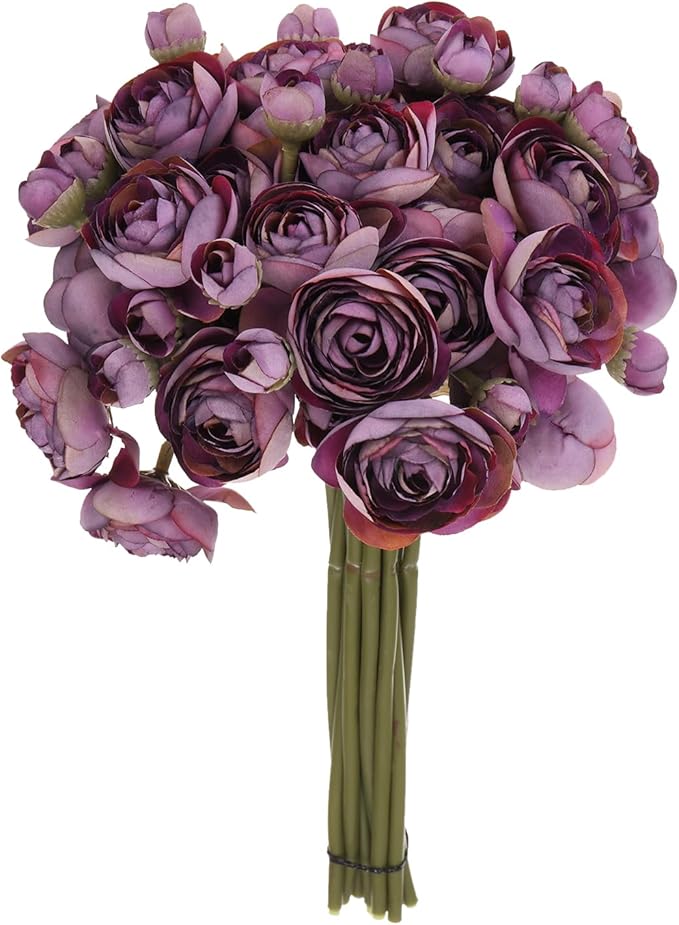 MECCANIXITY Artificial Ranunculus Flowers, 18pcs Dark Purple Faux Silk Flowers Bouquets Flower for DIY Bouquet Home Wedding Centerpieces Floral Arrangements Outdoor MECCANIXITY Artificial Ranunculus Flowers, 18pcs Dark Purple Faux Silk Flowers Bouquets Flower for DIY Bouquet Home Wedding Centerpieces Floral Arrangements Outdoor