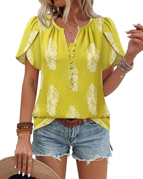 Timeson Womens Summer Tops Boho Short Sleeve Business Casual Blouses Button Down Floral Shirts Fashion Beach Vacation Clothes Timeson Womens Summer Tops Boho Short Sleeve Business Casual Blouses Button Down Floral Shirts Fashion Beach Vacation Clothes