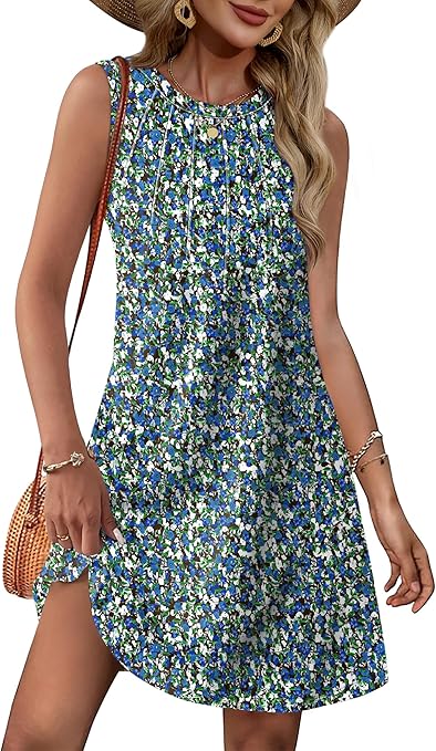 WIHOLL Summer Dresses for Women 2025 Loose Crew Neck Sleeveless Sundresses Casual Swimsuit Coverup with Pockets WIHOLL Summer Dresses for Women 2025 Loose Crew Neck Sleeveless Sundresses Casual Swimsuit Coverup with Pockets