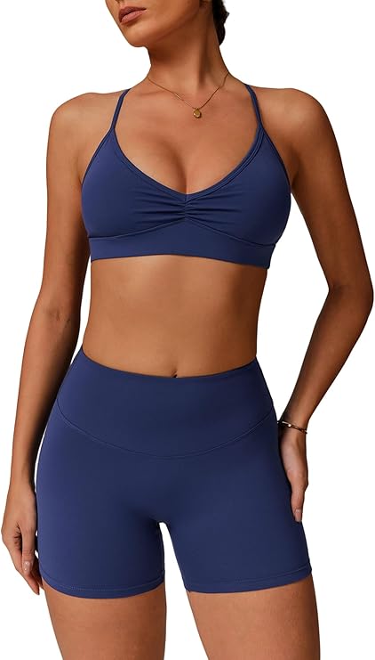 Women Two Piece Workout Sets Support Ruched Cross Back Sports Bras Matching Booty Lifting Shorts Gym Yoga Outfits Women Two Piece Workout Sets Support Ruched Cross Back Sports Bras Matching Booty Lifting Shorts Gym Yoga Outfits