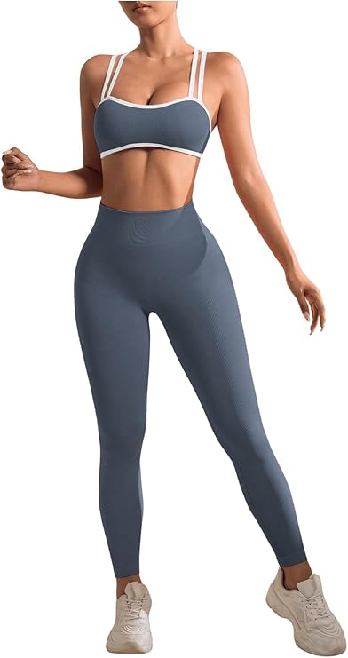 Women's 2 Piece Workout Tracksuits Set Crisscross Strappy Sports Bra and Tummy Control Leggings Women's 2 Piece Workout Tracksuits Set Crisscross Strappy Sports Bra and Tummy Control Leggings