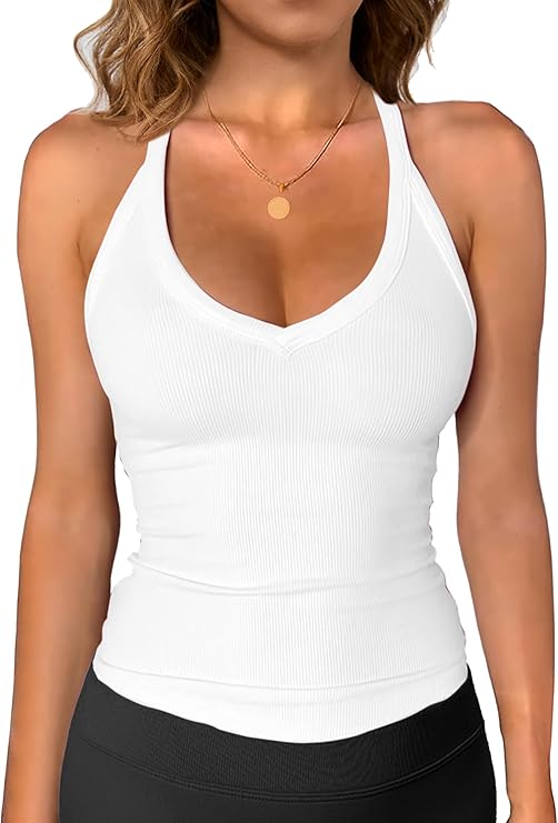 iGENJUN Workout Tops for Women Racerback Basic Tank Summer 2025 Camisole V Neck Slim Fit Ribbed Sleeveless iGENJUN Workout Tops for Women Racerback Basic Tank Summer 2025 Camisole V Neck Slim Fit Ribbed Sleeveless