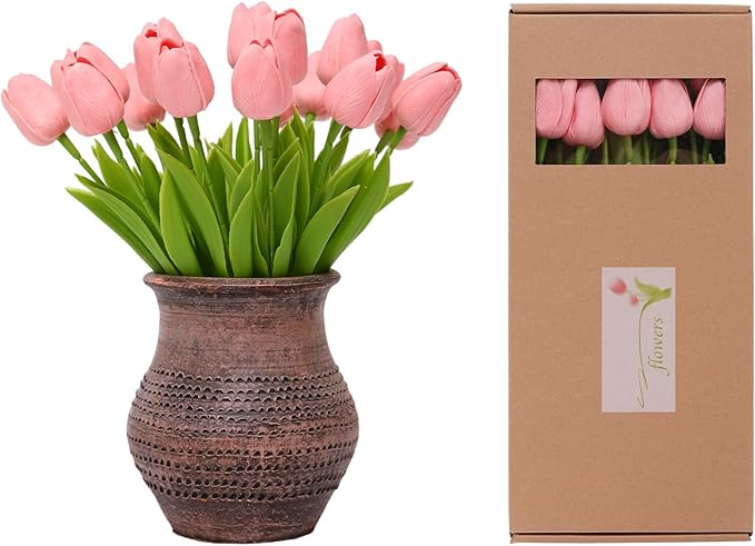 ucky Pink Artificial Flowers 20 Pcs Fake Tulips Realistic Touch Spring Summer Fake Flowers for Home Decor, Outdoor Garden Parties and Wedding Deco ucky Pink Artificial Flowers 20 Pcs Fake Tulips Realistic Touch Spring Summer Fake Flowers for Home Decor, Outdoor Garden Parties and Wedding Deco