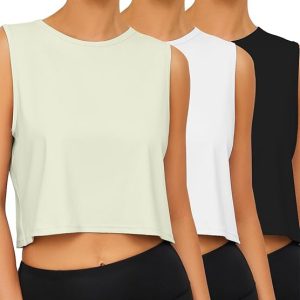 Chilylori Womens Tank Tops Loose Fit Icesilk Workout Tops Sleeveless Crop for Women Workout & Training Crop Top Athletic