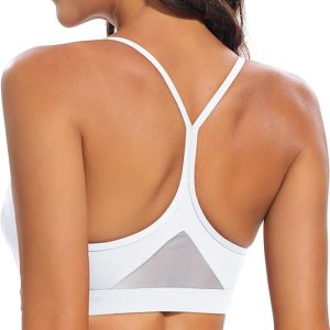 RUNNING GIRL Y-Back Sports Bras for Women, Medium Impact Wirefree Padded Bra Workout Crop Top Longline Sports Bra Push up