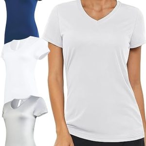 Women's V-Neck Activewear T-Shirts 3 Pack Athletic Womens Short Sleeve Workout Tops Dry Fit Shirt Gym & Yoga Tees for Women
