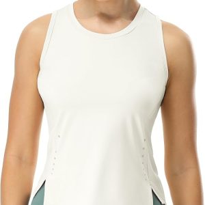 icyzone High Neck Workout Tank Tops for Women, Quick Dry Gym Athletic Yoga Exercise Running Sports Shirts