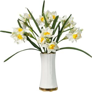 10 Stems Artificial Daffodil Bouquet Faux Greenery Artificial Flower, 17.7 inch Wedding Bouquet DIY Decoration Suitable for - Indoor Outdoor
