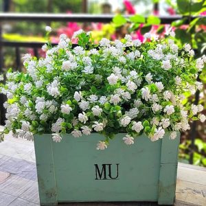 12 Bundles Artificial Flowers for Outdoors, UV Resistant Fake Flowers with Plastic Plants, Faux Flowers for Outside Window Box Front Porch Hanging Planter Decor