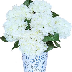 6PCS Premium White Hydrangea Artificial Flowers Bouquets, Ivory Silk Hydrangea Flowers Heads with Stems, Fake Hydrangeas Flowers Arrangement