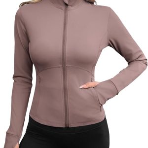 Avoogue Women Lightweight Active Jacket Full Zip Workout Running Yoga Athletic Outerwear with Pockets