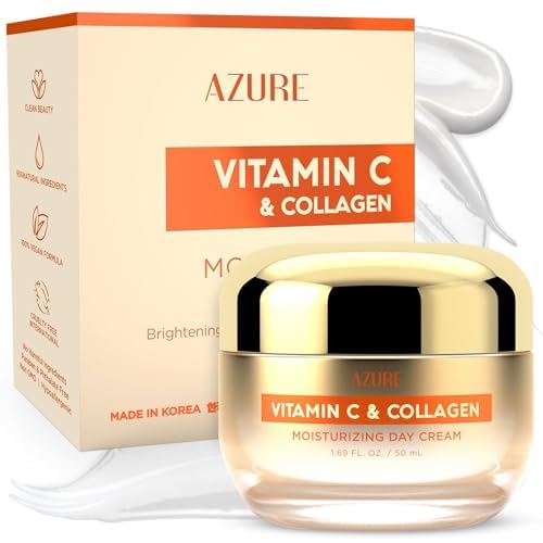 Azure Cosmetics Vitamin C & Collagen Face Moisturizer - Dermatologist Tested, Anti-Aging, Skin Tightening & Brightening, Clean, Cruelty-Free Face Cream Azure Cosmetics Vitamin C & Collagen Face Moisturizer - Dermatologist Tested, Anti-Aging, Skin Tightening & Brightening, Clean, Cruelty-Free Face Cream