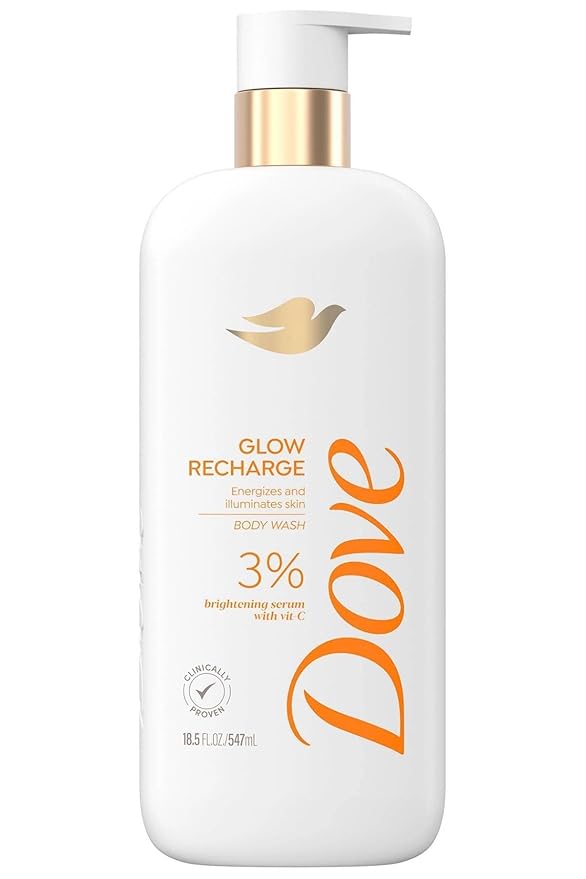 Dove Serum Body Wash Glow Recharge illuminates & Exfoliates skin with brightening Vitamin C Serum 18.5 Fl Oz Dove Serum Body Wash Glow Recharge illuminates & Exfoliates skin with brightening Vitamin C Serum 18.5 Fl Oz