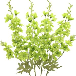FERIAL Artificial Delphinium Flowers Silk Larkspur Flowers Faux Snapdragon Long Stem Fake Plant Spray Arrangement 4pcs