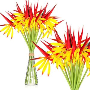 Giegxin 20 Pieces Bird of Paradise Artificial Plant 22 Inch Hawaiian Tropical Flowers Faux Flowers Bouquet Large Elegant Green Plant for Home Garden Decoration
