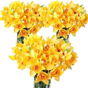 Giegxin 30 Pieces Artificial Daffodils Flowers 16.4 inches Narcissus Spring Flower Faux Flowers for Home Decor Indoor Decorative Flowers Artificial Flowers for Home Garden Wedding Party