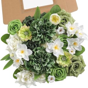 Green Artificial Flowers Combo Set Fake Flower Leaf Box with Stemst for DIY Wedding Bridal Bouquet, Centerpieces, Home Decor, Floral Arrangement Decor