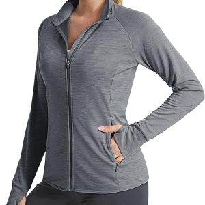 MAGCOMSEN Women's UPF 50+ Athletic Jackets Full Zip Lightweight Workout Jacket SPF Sun Protection Shirts Hiking Running