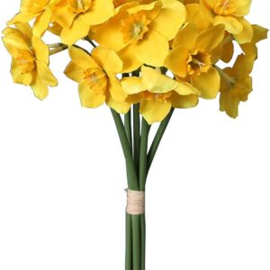 Tinsow Artificial Daffodil Flowers 15.8 Inches Narcissus Spring Flower Fake Silk Flower Arrangement for Home Wedding Decor (Yellow, 12)