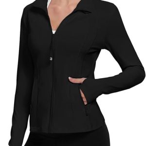 VUTRU Women's Lightweight Running Jackets Full Zip Workout Jacket Slim Fit Yoga Athletic Tops With Pockets