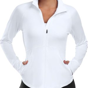 Workout Jackets for Women Anti Slip Zipper Up Running Jackets Lightweight Sport Gym Yoga Athletic Clothes Slim Fit
