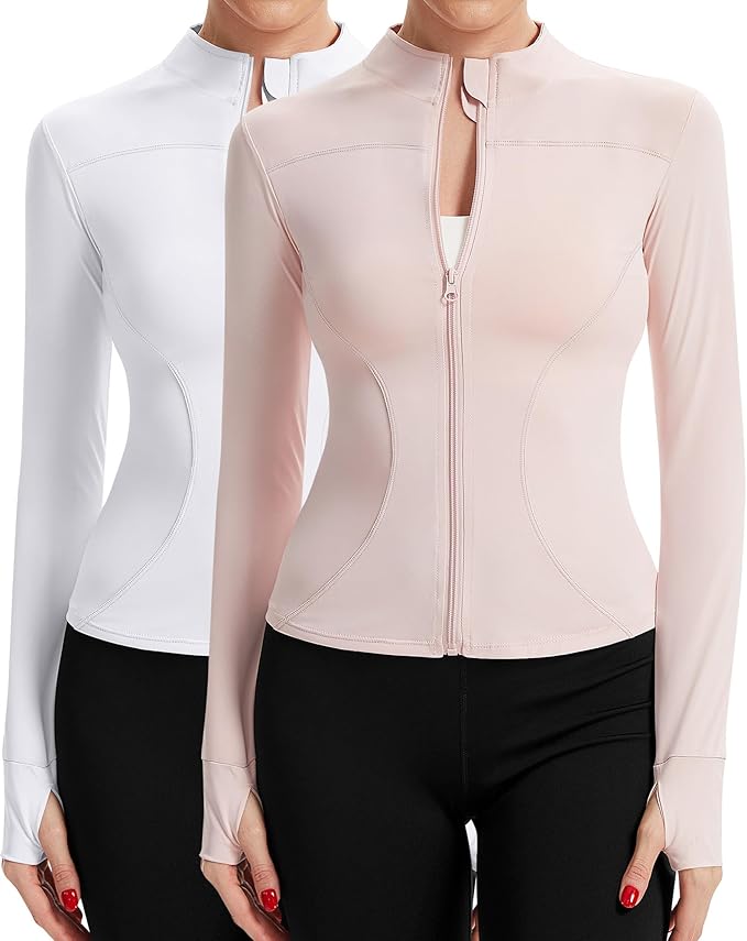 2 Pack Women's UPF 50+ Sun Protection Jackets Cooling Athletic Lightweight Cropped Full Zip Long Sleeve Shirt Hiking 2 Pack Women's UPF 50+ Sun Protection Jackets Cooling Athletic Lightweight Cropped Full Zip Long Sleeve Shirt Hiking