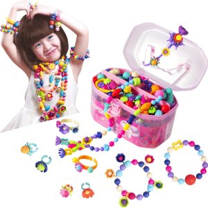 BIRANCO. Pop Beads, Jewelry Making Kit - Arts and Crafts for Girls 3-7 Years Old, Snap Beads Toys - Necklace, Bracelet, Ring Creative DIY Set - 520 pcs