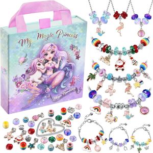 Charm Bracelet Making Kit & Unicorn/Mermaid Girl Toy- ideal Crafts for Ages 8-12 Girls who Inspire Imagination and Create Magic with Art Set and Jewelry Making Kit