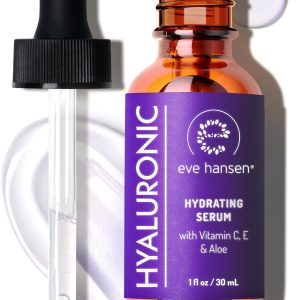 Eve Hansen Hydrating Hyaluronic Acid Serum for Face with Vitamin C, Vitamin E, Green Tea | 72% Organic Firming Facial Moisturizer, Anti-Wrinkle, Skin Plumper