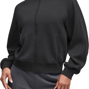 G4Free Smoofit Modal Soft Women's Zip Up Jackets Loose Fit Mock Neck Casual Tops with Pockets