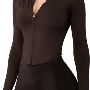 GYM RAINBOW Women's Zip Up Workout Jacket Lightweight Slim Fit Athletic Jacket Cropped Running Gym Tops with Thumb Holes