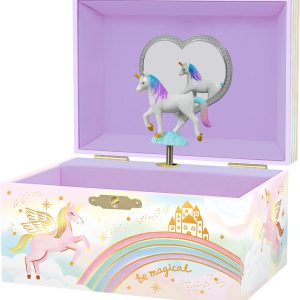Giggle & Honey Musical Jewelry Box for Girls - Kids Jewelry Box, Unicorn Toys for Girls 4-6, Unicorn Gifts, 6 x 4.7 x 3.5 in