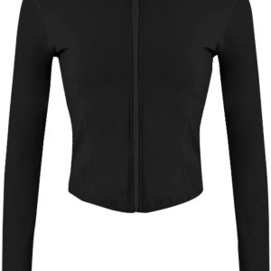 Gihuo Women's Athletic Full Zip Lightweight Workout Jacket with Thumb Holes
