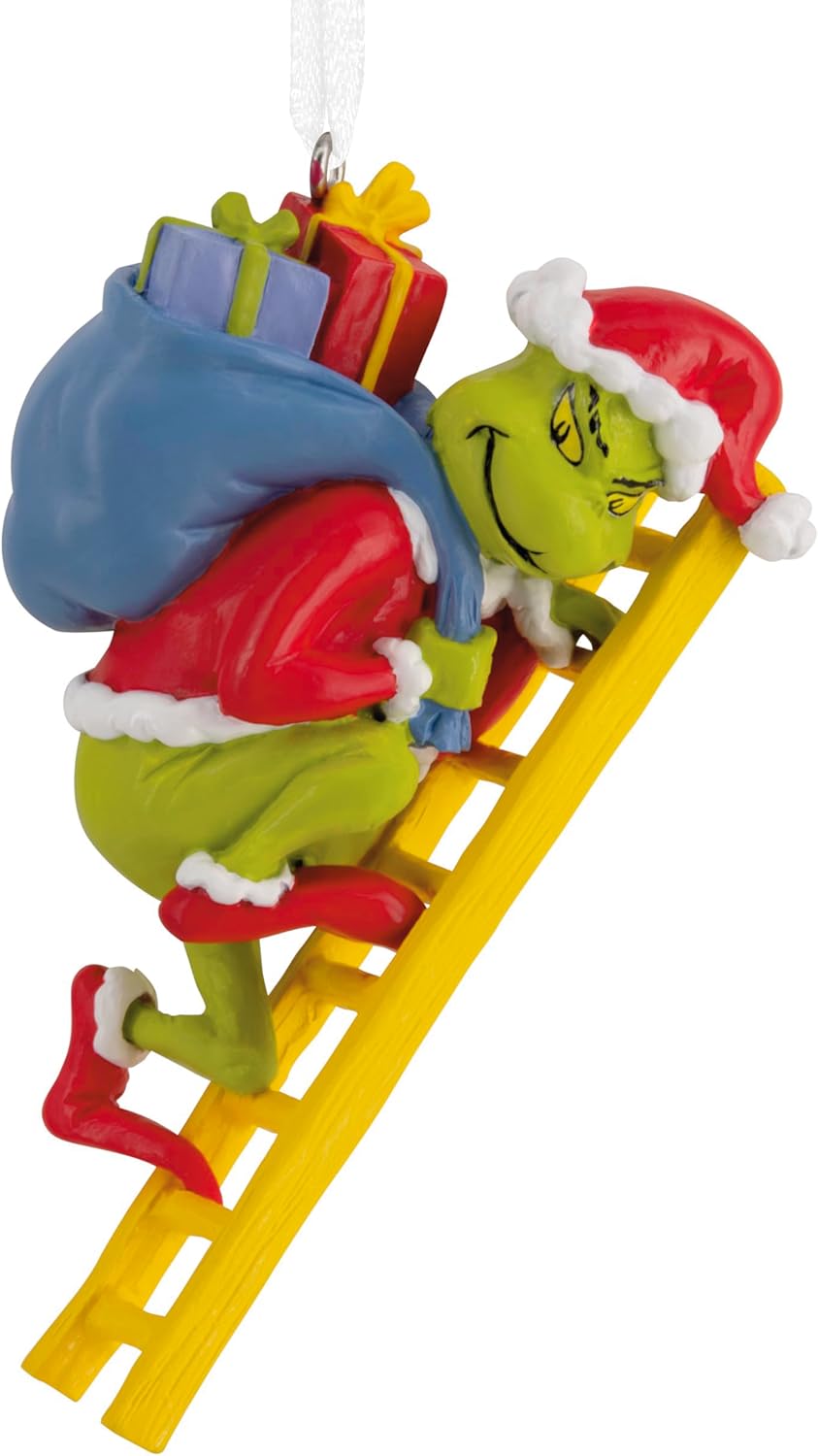 Hallmark Dr. Seuss's How The Grinch Stole Christmas! Grinch on Ladder Christmas Ornament, Christmas Movie Gifts Hallmark Dr. Seuss's How The Grinch Stole Christmas! Grinch on Ladder Christmas Ornament, Christmas Movie Gifts