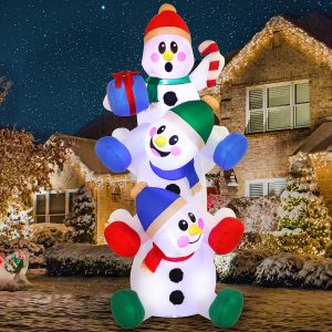Joiedomi 6 FT Christmas Inflatable Decoration Stacked Snowman with Build-in LEDs Blow Up Inflatables for Xmas Party, Home Indoor Outdoor Christmas Décor