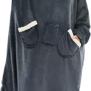 L'AGRATY Oversized Wearable Blanket Hoodie for Adults: Oversized Sherpa Fleece Hoodie Blankets with Giant Hood Pocket for Women Men