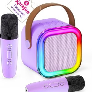 Mini Karaoke Machine for Kids, 2025 TOP Toys Christmas Birthday Gifts Ideas for Girls Ages 4, 5, 6, 7, 8, 9, 10, 12+ Years Old, Portable MP3 Player with 2 Wireless Mics for Party