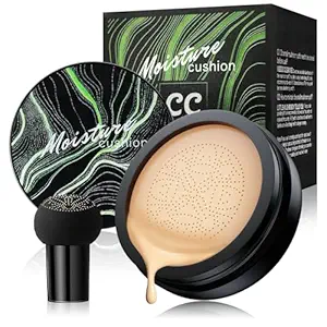 Mushroom Head Air Cushion CC Cream - BB Cream Makeup Brightening & Moisturizing, Full Coverage Concealer for Older Women, Oil Control Foundation for Mature Skin