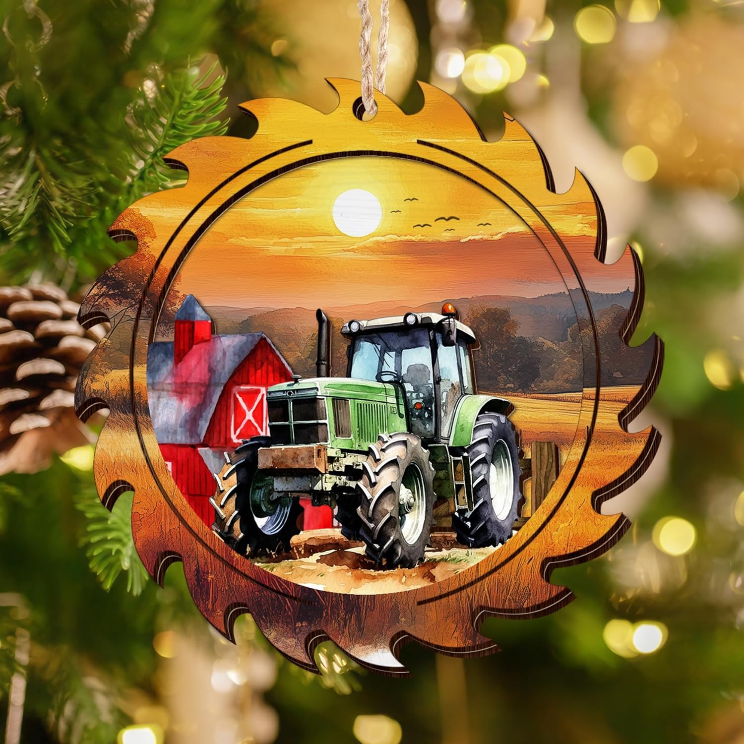 OASSIE Tractor Christmas Ornament 2025 - Wooden Rustic Farmhouse Ornaments for Tree Decoration - Tractor Ornaments Gifts for Women Men Friend