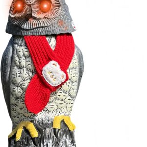 Owlsome Christmas Decor Solar Owl with Christmas Outfits, Glowing Eyes, Rotating Head, Hoot Sound, Motion Detector and Silent Mode