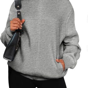 PRETTYGARDEN Women's 2025 Spring Fall Fashion Full Zip Up Sweatshirt Long Sleeve Loose Fit Trendy Casual Jacket with Pockets