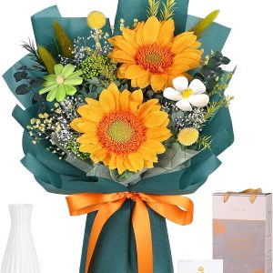 Preserved Sunflower Bouquet - Forever Flowers for Delivery, Green Flower That Last 3 Years, Eternal flowers Bouquet for Her Mother Mom Wife