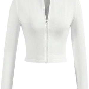 SOLY HUX Women's Full Zip Workout Running Crop Tops Athletic Jacket Long Sleeve Yoga Cropped Tee Shirts