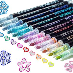 Stocking Stuffers Teen Girls: 12 Glitter Markers Christmas Gifts Teens Outline Glitter Pens Shimmer,Tween Teen Girl Gifts Trendy Stuff,Art Supplies Kids