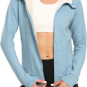 TIHEEN Womens Zip Up Hoodie, Long Sleeve Warm Soft Polar Lightweight Workout Jacket with Pockets