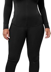UOUA Womens Workout Set Two Piece Outfits Bodycon Long Sleeve Zipper Jacket & Leggings for Gym Tracksuit