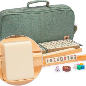 Yellow Mountain Imports American Mahjong Set, Heather with Soft Case - All-in-One Racks with Pushers, Scoring Coins, Dice, and Wind Indicator